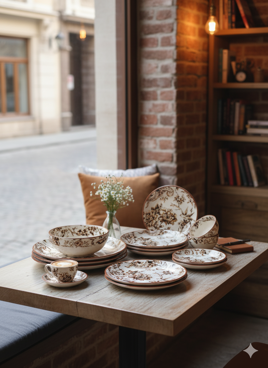 Adelaide Brown Dinner Set 14 Pcs
