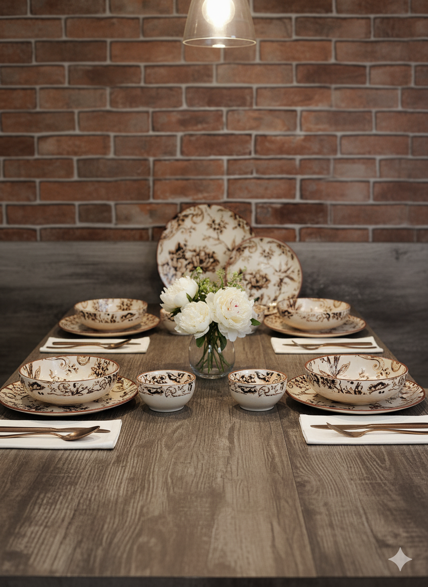 Adelaide Brown Dinner Set 14 Pcs
