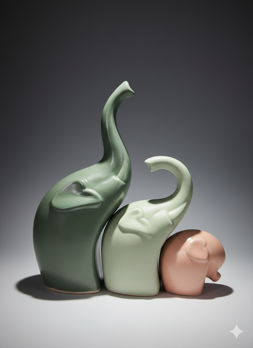 Ceramic Elephant Family