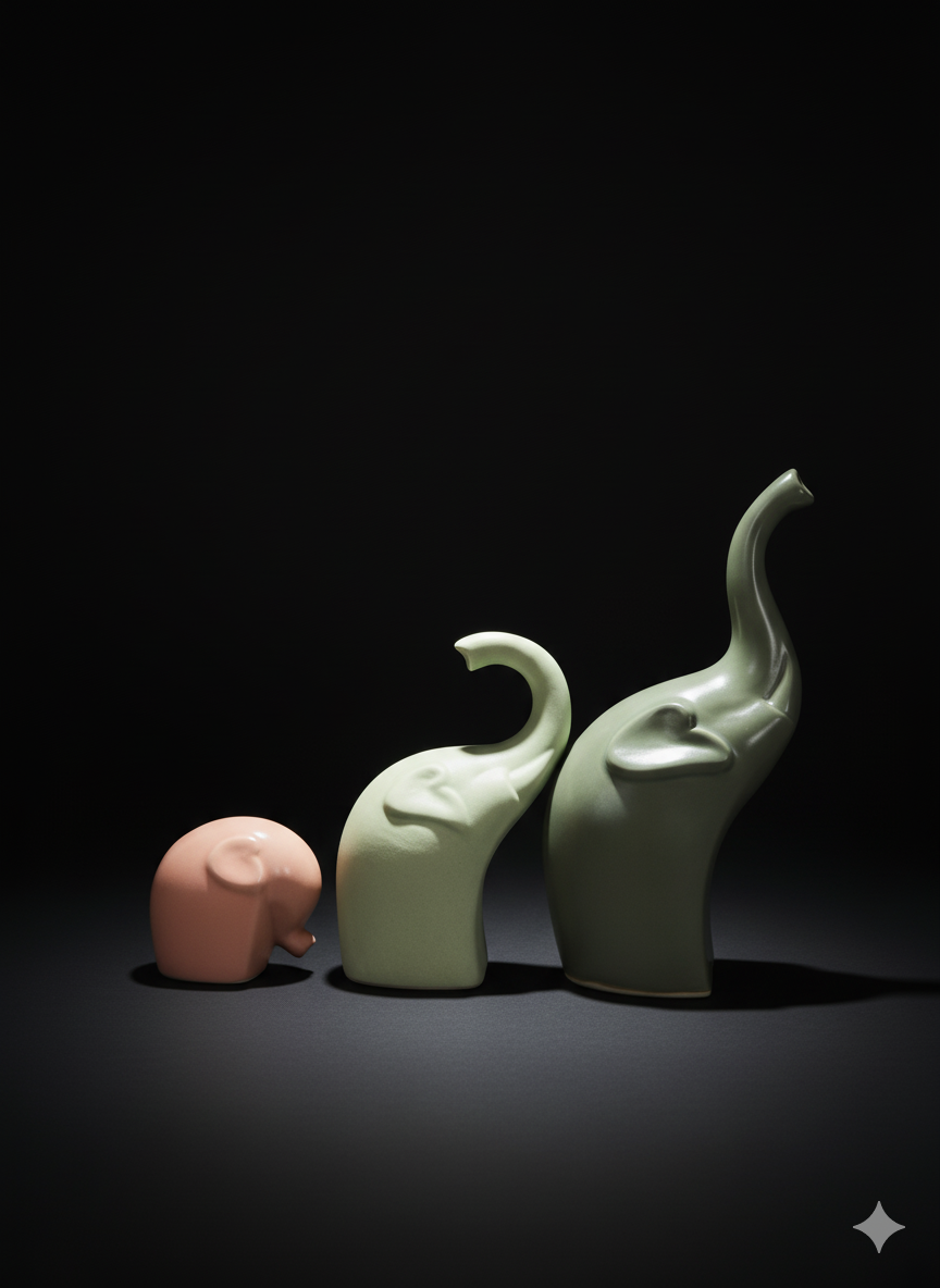 Ceramic Elephant Family