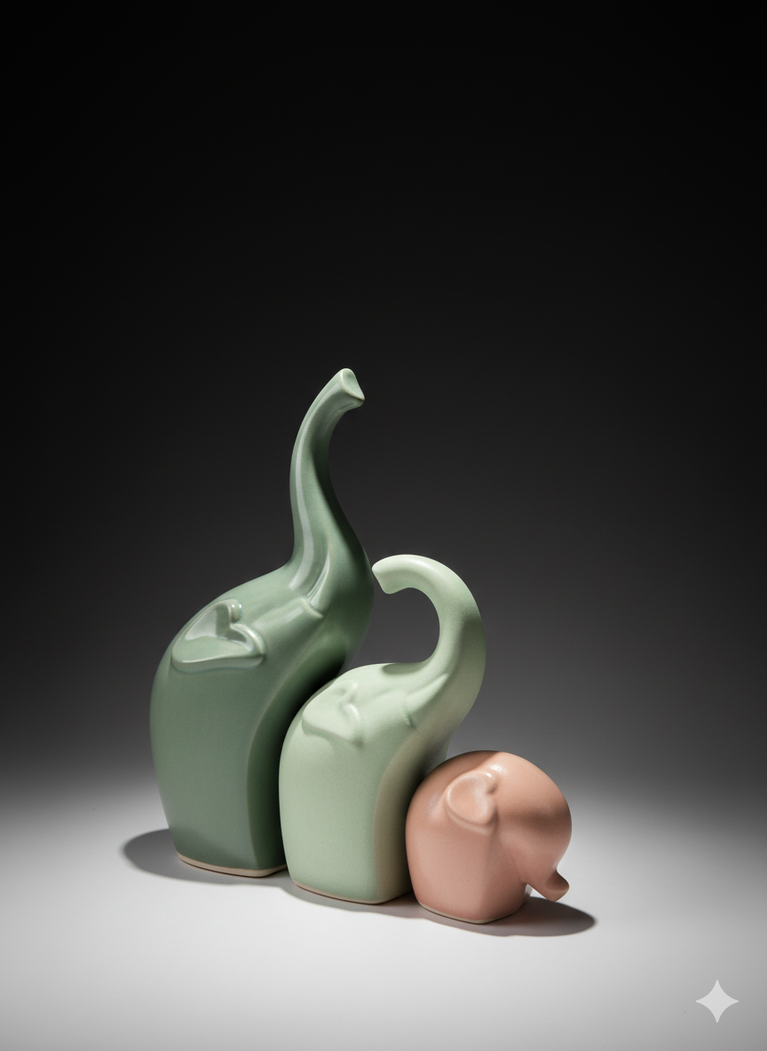 Ceramic Elephant Family