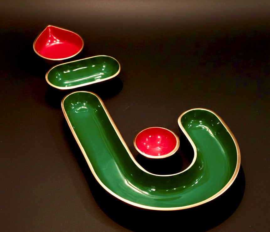 Metal Platter Set Ganpati Formation