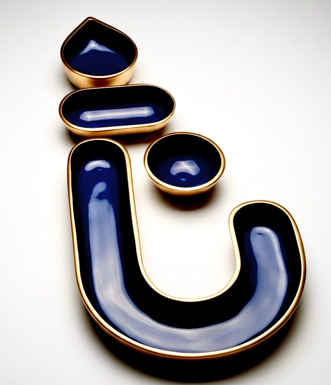 Metal Platter Set Ganpati Formation
