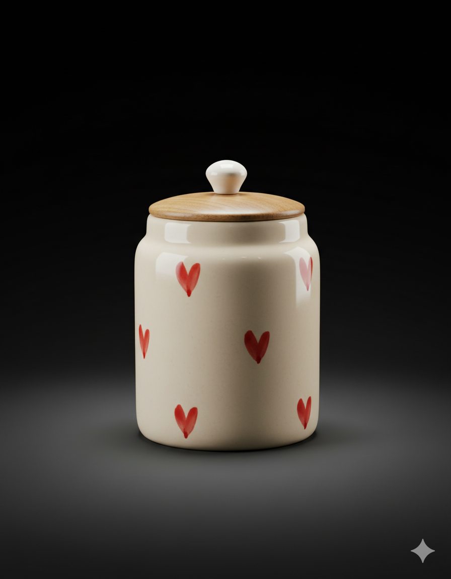 Ceramic Air Tight Canister With Wooden Lid Pack of 1