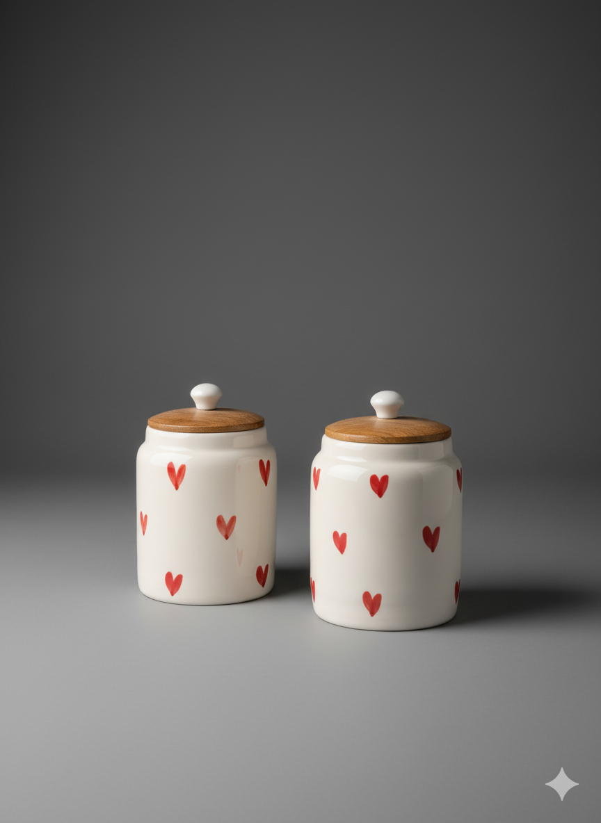 Ceramic Air Tight Canister With Wooden Lid Pack of 1