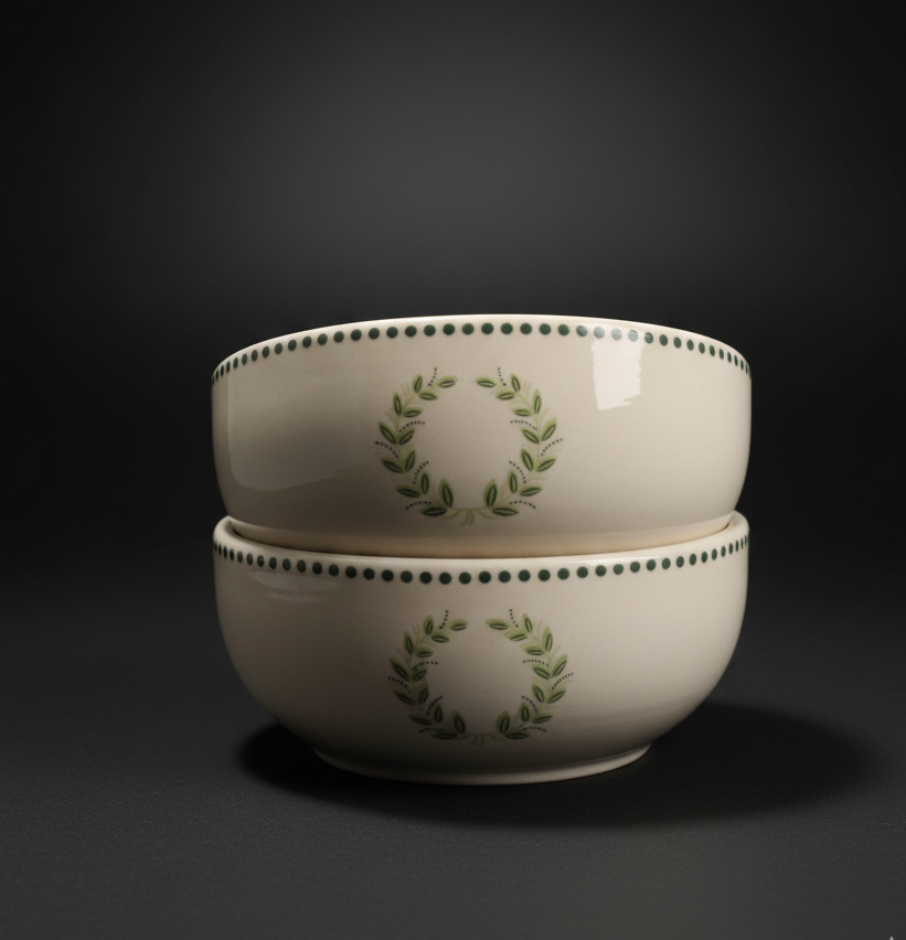 Bowl Green wreath 8 inch Set of 2