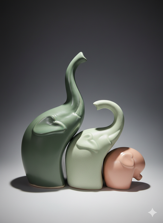 Ceramic Elephant Family