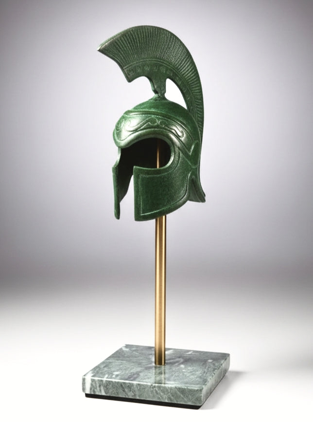 Greek Brass Helmet Patina Finish with Stand
