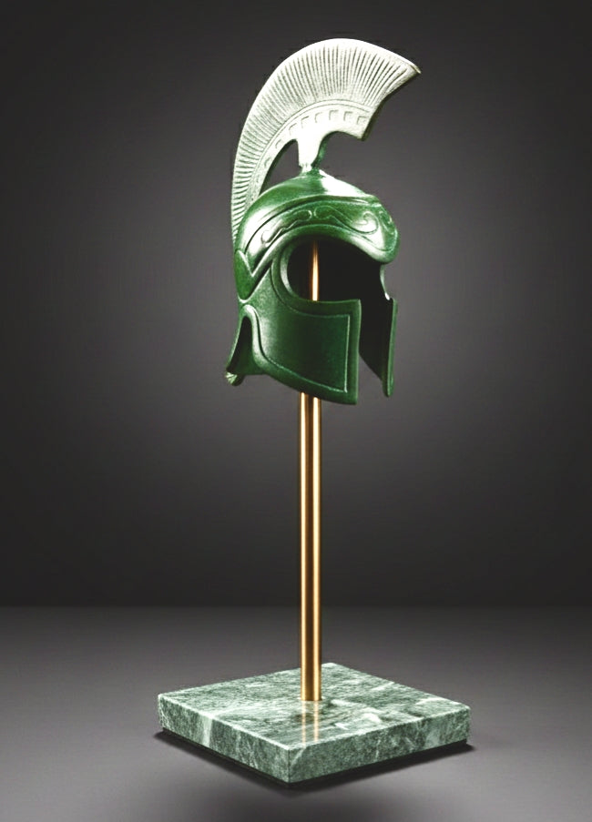 Greek Brass Helmet Patina Finish with Stand