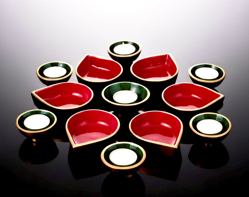 Metal Rangoli Platter Set
